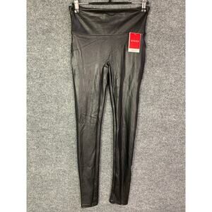 NEW Spanx Black Faux Leather High Waist Ankle‎ Length Pull On Legging Pant SZ S
